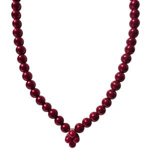 Vintage Red Beaded Necklace Bead Cluster Accent Retro 50s 60s Fashion Jewelry